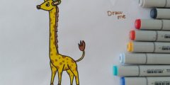 رسم زرافة للأطفال بطريقة سهلة وبسيطة