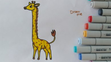 رسم زرافة للأطفال بطريقة سهلة وبسيطة