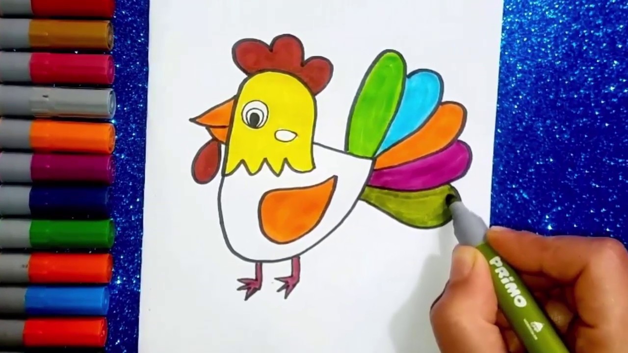 اسهل طريقة رسم دجاجة للاطفال