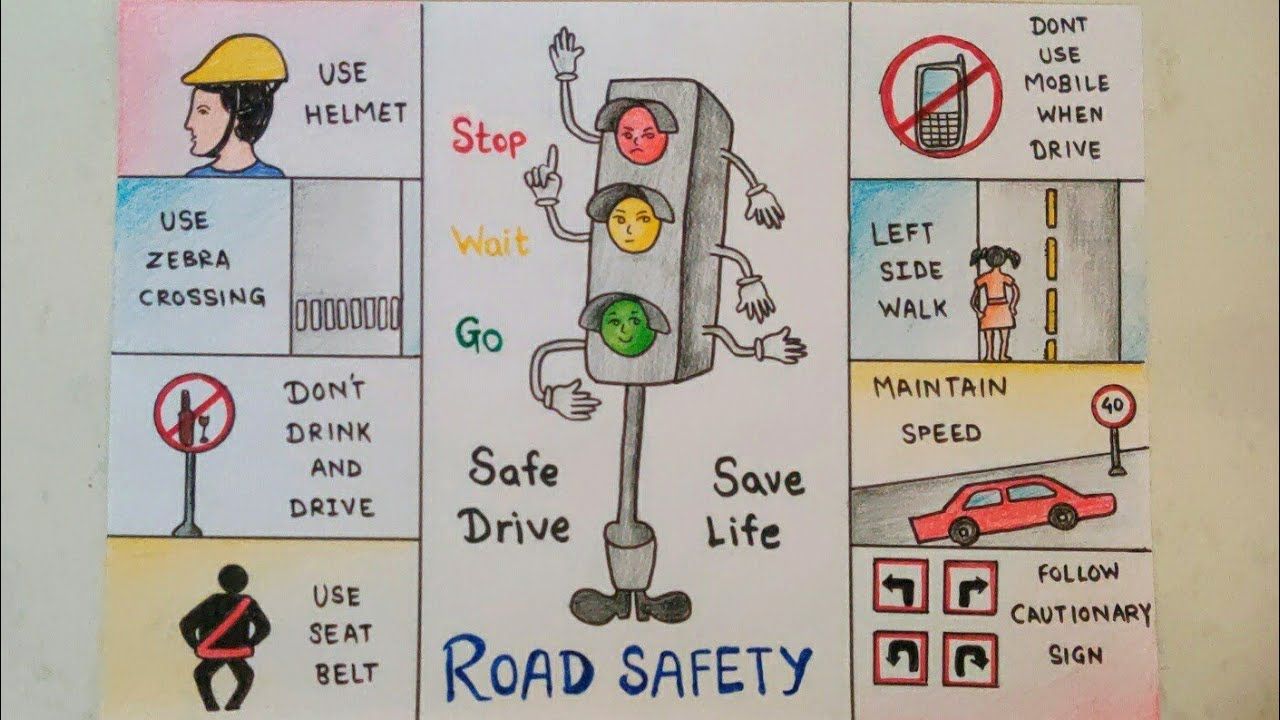 أجمل رسومات عن السلامة المرورية